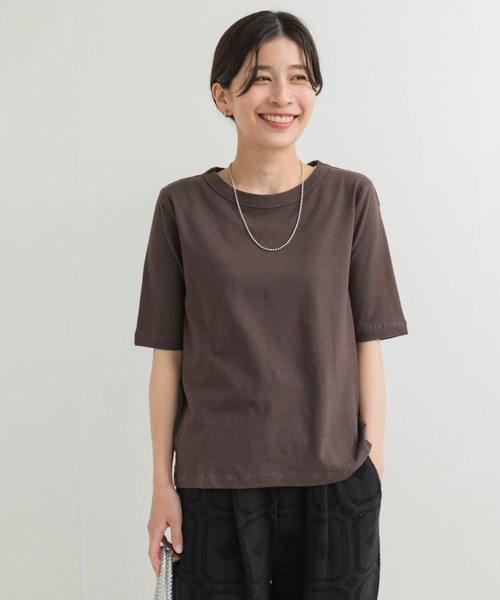 URBAN RESEARCH DOORS(アーバンリサーチドアーズ)の「コットンリネン5分袖Tシャツ(Tシャツ/カットソー・レディース・チャコールグレー/ナチュラル・MEDIUM)」の5枚目の写真