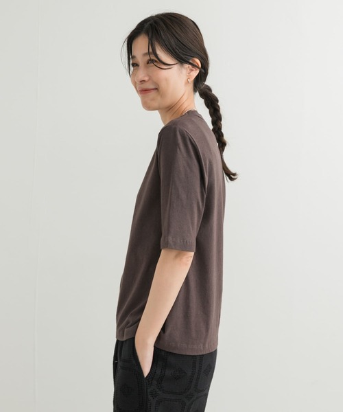 URBAN RESEARCH DOORS(アーバンリサーチドアーズ)の「コットンリネン5分袖Tシャツ(Tシャツ/カットソー・レディース・チャコールグレー/ナチュラル・MEDIUM)」の6枚目の写真