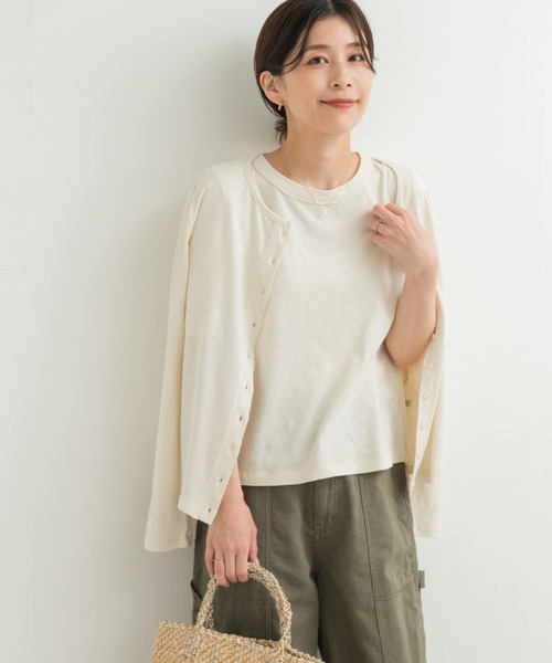 URBAN RESEARCH DOORS(アーバンリサーチドアーズ)の「コットンリネン5分袖Tシャツ(Tシャツ/カットソー・レディース・チャコールグレー/ナチュラル・MEDIUM)」の10枚目の写真