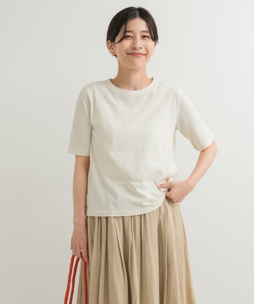 URBAN RESEARCH DOORS(アーバンリサーチドアーズ)の「コットンリネン5分袖Tシャツ(Tシャツ/カットソー・レディース・チャコールグレー/ナチュラル・MEDIUM)」の16枚目の写真