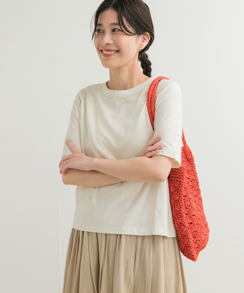 URBAN RESEARCH DOORS(アーバンリサーチドアーズ)の「コットンリネン5分袖Tシャツ(Tシャツ/カットソー・レディース・チャコールグレー/ナチュラル・MEDIUM)」の18枚目の写真