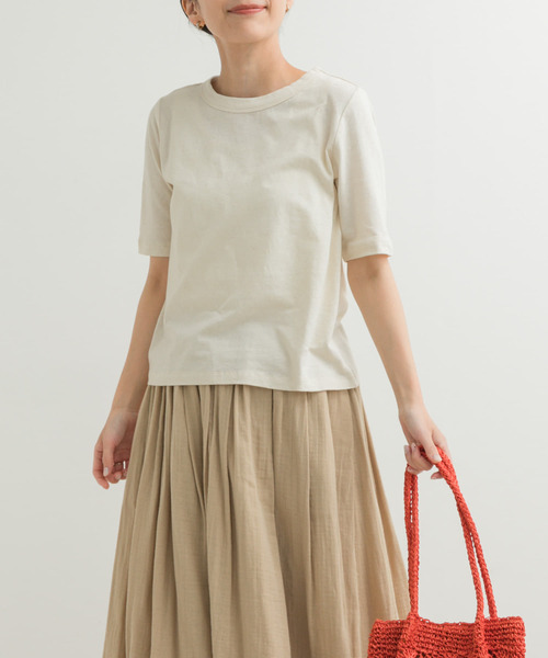 URBAN RESEARCH DOORS(アーバンリサーチドアーズ)の「コットンリネン5分袖Tシャツ(Tシャツ/カットソー・レディース・チャコールグレー/ナチュラル・MEDIUM)」の19枚目の写真