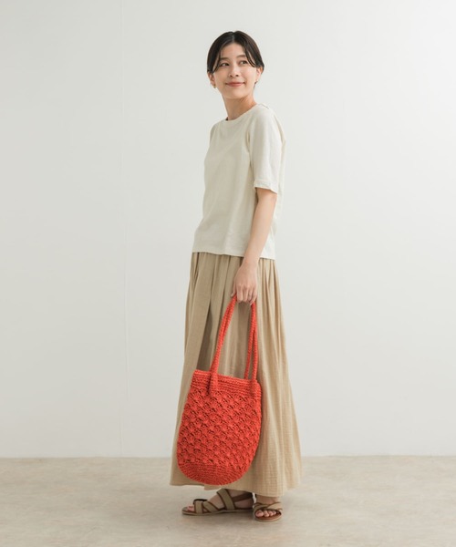 URBAN RESEARCH DOORS(アーバンリサーチドアーズ)の「コットンリネン5分袖Tシャツ(Tシャツ/カットソー・レディース・チャコールグレー/ナチュラル・MEDIUM)」の20枚目の写真