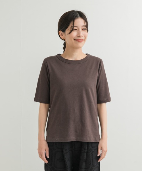 URBAN RESEARCH DOORS(アーバンリサーチドアーズ)の「コットンリネン5分袖Tシャツ(Tシャツ/カットソー・レディース・チャコールグレー/ナチュラル・MEDIUM)」の22枚目の写真