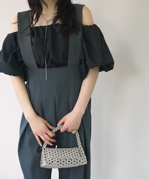 O'fmus(オフムス)の「【O'fmus】ハイストラップ ワイドパンツ ofmw25s052(サロペット/オーバーオール・レディース・チャコールグレー/アイボリー・FREE)」の21枚目の写真