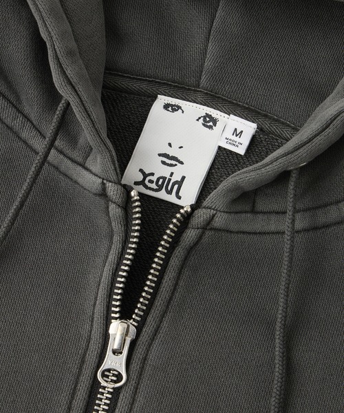 PIGMENT DYED FACE LABEL ZIP UP SWEAT HOODIE（パーカー）｜X