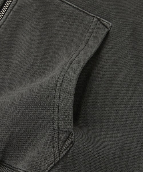 X-girl（エックスガール）の「PIGMENT DYED FACE LABEL ZIP UP SWEAT HOODIE（パーカー・レディース・グレー/ブラック/ブラウン・S/M）」の12枚目の写真