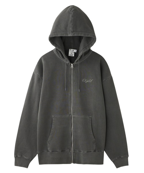PIGMENT DYED FACE LABEL ZIP UP SWEAT HOODIE（パーカー）｜X