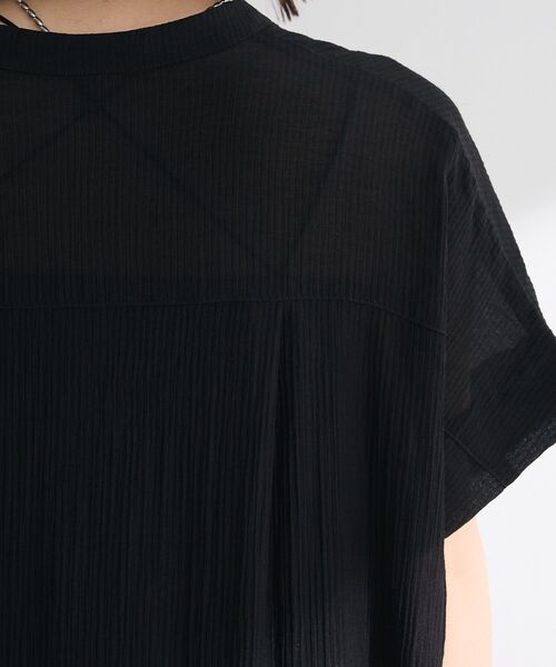 Green　Parks（グリーンパークス）の「半袖シアーシャツワンピース（シャツワンピース・レディース・オレンジ/ブルー/オフホワイト/ブラック・FREE）」の22枚目の写真