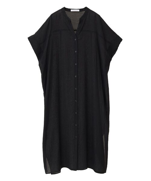 Green　Parks（グリーンパークス）の「半袖シアーシャツワンピース（シャツワンピース・レディース・オレンジ/ブルー/オフホワイト/ブラック・FREE）」の12枚目の写真