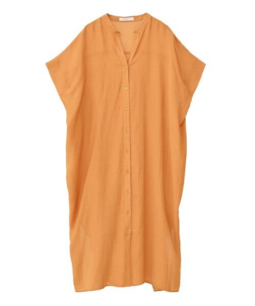 Green　Parks（グリーンパークス）の「半袖シアーシャツワンピース（シャツワンピース・レディース・オレンジ/ブルー/オフホワイト/ブラック・FREE）」の13枚目の写真