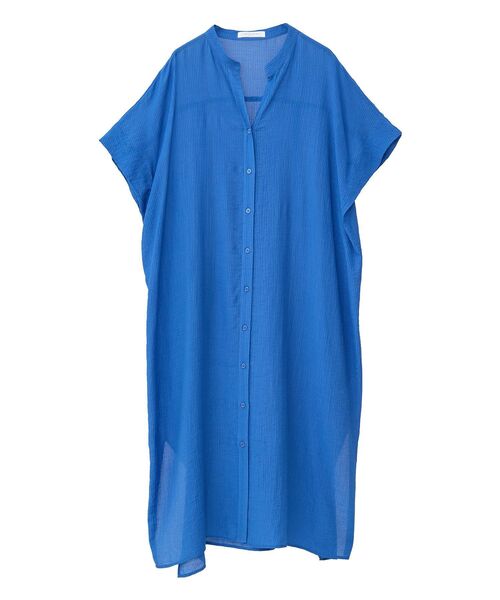 Green　Parks（グリーンパークス）の「半袖シアーシャツワンピース（シャツワンピース・レディース・オレンジ/ブルー/オフホワイト/ブラック・FREE）」の14枚目の写真