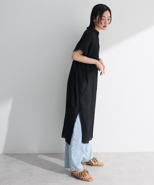 hiro23区 半袖シャツワンピース 38 セール】半袖シアーシャツワンピース(シャツワンピース