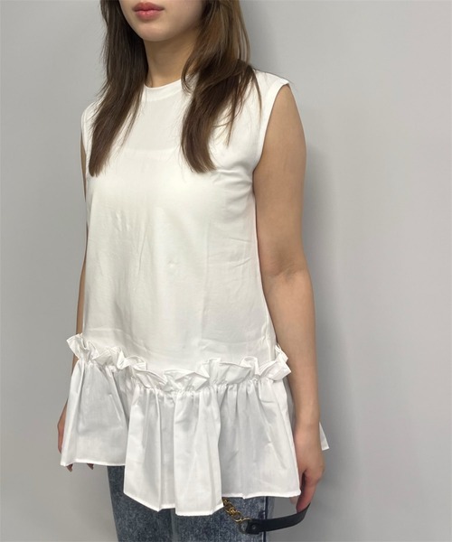 THEODORIC.dy(セオドリックディ)の「ドッキングフリル ノースリスエット(1枚で映える、甘辛バランス)(スウェット・レディース・アイボリー/グレー/ホワイト・FREE)」の18枚目の写真