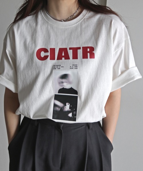 COURO（コウロ）の「グラフィックミックスTシャツ（Tシャツ/カットソー・レディース・クリーム/ネイビー系/ホワイト系/オートミール/ネイビー/ホワイト/ライトグレー系/チャコールグレー・FREE）」の12枚目の写真