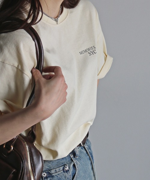 COURO（コウロ）の「グラフィックミックスTシャツ（Tシャツ/カットソー・レディース・クリーム/ネイビー系/ホワイト系/オートミール/ネイビー/ホワイト/ライトグレー系/チャコールグレー・FREE）」の21枚目の写真