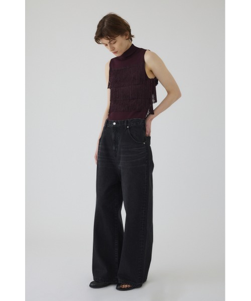 rimir ♡ リミル　シアーブルゾン black RESTOCK PRE ORDER】Middle straight black denim ミドル