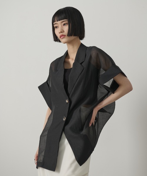 AIC.（エーアイシー）の「シアーテーラードオーバージャケット（テーラードジャケット・レディース・アイボリー/ブラック/ブラウン/グレー・FREE）」の11枚目の写真