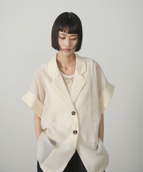 AIC.（エーアイシー）の「シアーテーラードオーバージャケット（テーラードジャケット・レディース・アイボリー/ブラック/ブラウン/グレー・FREE）」の21枚目の写真
