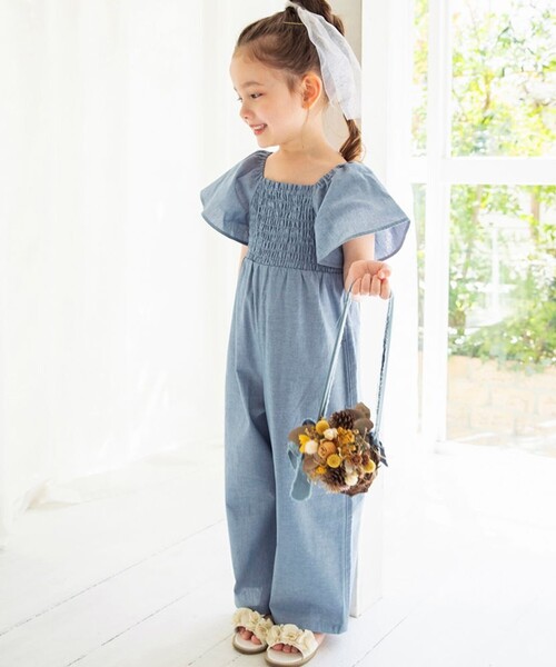 BRANSHES（ブランシェス）の「【プチレディ】オールインワン（サロペット/オーバーオール・キッズ・ブラウン/サックスブルー・140/130/100/90/120/150/110）」の4枚目の写真