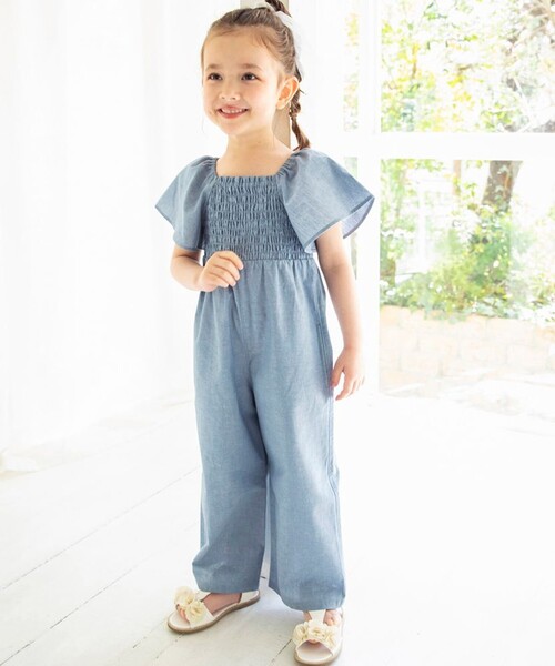 BRANSHES（ブランシェス）の「【プチレディ】オールインワン（サロペット/オーバーオール・キッズ・ブラウン/サックスブルー・140/130/100/90/120/150/110）」の5枚目の写真