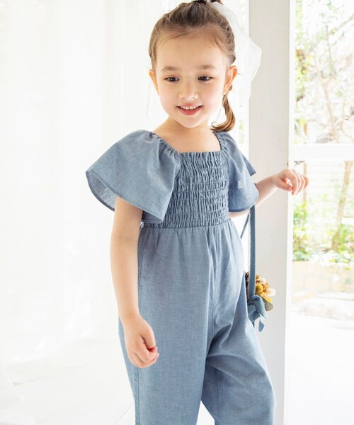 BRANSHES（ブランシェス）の「【プチレディ】オールインワン（サロペット/オーバーオール・キッズ・ブラウン/サックスブルー・140/130/100/90/120/150/110）」の7枚目の写真