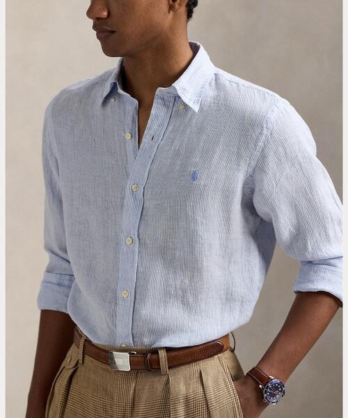 POLO RALPH LAUREN(ポロ ラルフ ローレン)の「クラシック フィット ストライプド リネン シャツ(シャツ/ブラウス・メンズ・ブルー・L/M/S/XL/XS/XXL)」の8枚目の写真
