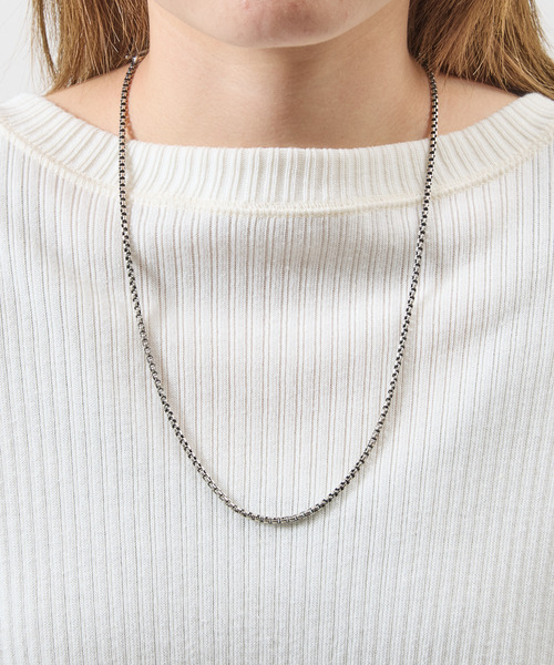 HARIM ハリム / NARROW SQUARE BLOCK CHAIN LONG NECKLACE シルバー925