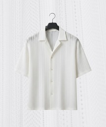 【残りわずか】ラッセルレースシアーシャツ　｜吸水速乾/通気性/防シワ/夏服