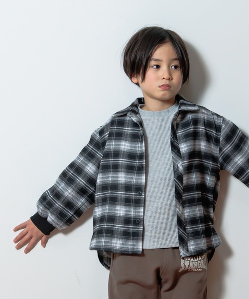 MAKE YOUR DAY（メイクユアデイ）の「無地とチェックのスタンダード長袖シャツ■80～140cm（シャツ/ブラウス・キッズ・ブラック/オフホワイト/ネイビー/ブラウン・140/120/110/100/90/80/130）」の10枚目の写真