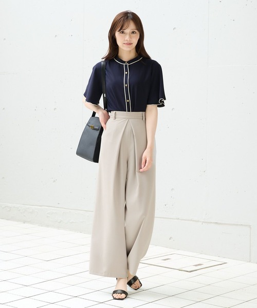 Andemiu（アンデミュウ）の「2WAYラッフルブラウス574992（シャツ/ブラウス・レディース・ネイビー/ホワイト×ブラック/オフホワイト/ブルー・FREE）」の5枚目の写真