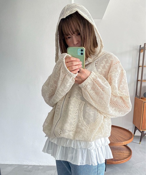 パーカー クロシェ風レースパーカー レディース クロシェ風レースパーカー（パーカー）｜PILIT（ピリット）の