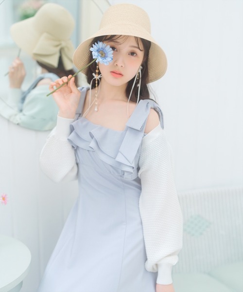 WILLSELECTION（ウィルセレクション）の「ショート丈柄編みボレロ（カーディガン/ボレロ・レディース・オフホワイト/ピンク/レッド/ブラック・FREE）」の2枚目の写真