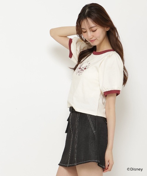 REDYAZEL（レディアゼル）の「ミッキー&ミニー / トラベルデザイン リンガーTシャツ（Tシャツ/カットソー・レディース・ネイビー/ライトグレー/オフホワイト・FREE）」の19枚目の写真