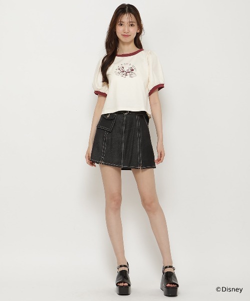 REDYAZEL（レディアゼル）の「ミッキー&ミニー / トラベルデザイン リンガーTシャツ（Tシャツ/カットソー・レディース・ネイビー/ライトグレー/オフホワイト・FREE）」の21枚目の写真