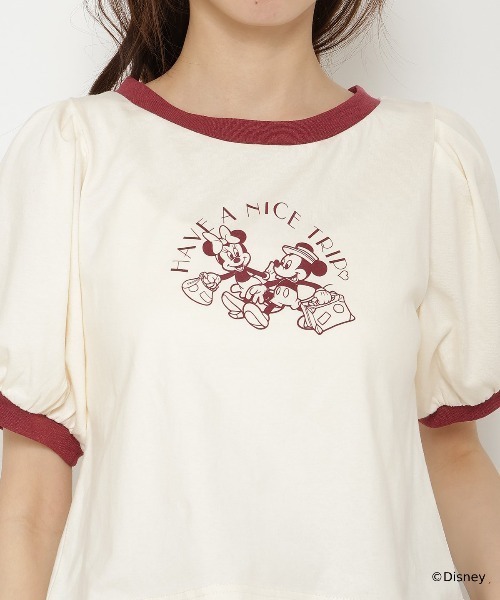 REDYAZEL（レディアゼル）の「ミッキー&ミニー / トラベルデザイン リンガーTシャツ（Tシャツ/カットソー・レディース・ネイビー/ライトグレー/オフホワイト・FREE）」の10枚目の写真