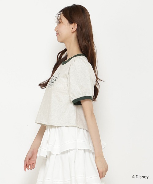 REDYAZEL（レディアゼル）の「ミッキー&ミニー / トラベルデザイン リンガーTシャツ（Tシャツ/カットソー・レディース・ネイビー/ライトグレー/オフホワイト・FREE）」の4枚目の写真