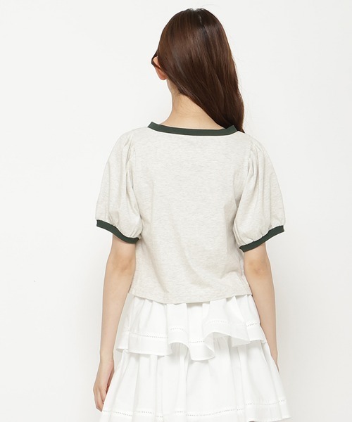 REDYAZEL（レディアゼル）の「ミッキー&ミニー / トラベルデザイン リンガーTシャツ（Tシャツ/カットソー・レディース・ネイビー/ライトグレー/オフホワイト・FREE）」の5枚目の写真