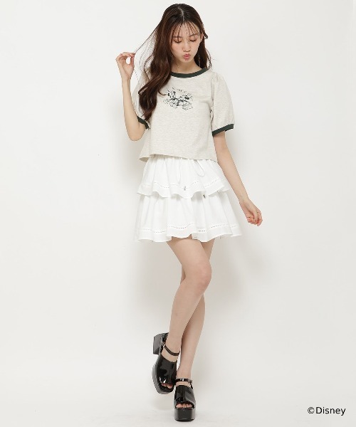 REDYAZEL（レディアゼル）の「ミッキー&ミニー / トラベルデザイン リンガーTシャツ（Tシャツ/カットソー・レディース・ネイビー/ライトグレー/オフホワイト・FREE）」の6枚目の写真