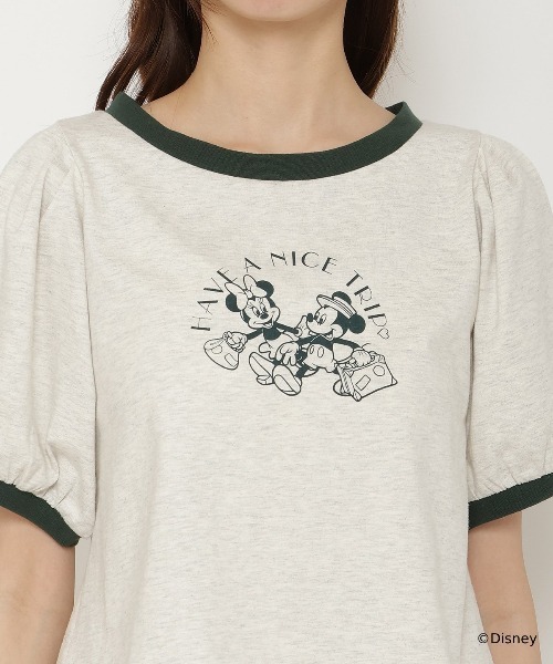 REDYAZEL（レディアゼル）の「ミッキー&ミニー / トラベルデザイン リンガーTシャツ（Tシャツ/カットソー・レディース・ネイビー/ライトグレー/オフホワイト・FREE）」の7枚目の写真