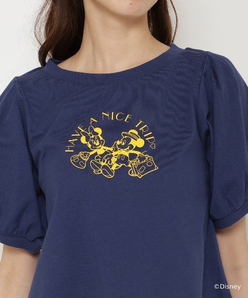 REDYAZEL（レディアゼル）の「ミッキー&ミニー / トラベルデザイン リンガーTシャツ（Tシャツ/カットソー・レディース・ネイビー/ライトグレー/オフホワイト・FREE）」の15枚目の写真