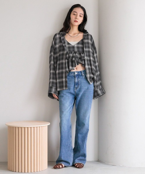 LOWRYS FARM（ローリーズファーム）の「オンブレチェックシャツ　576769（シャツ/ブラウス・レディース・レッド/チャコールグレー・FREE）」の18枚目の写真