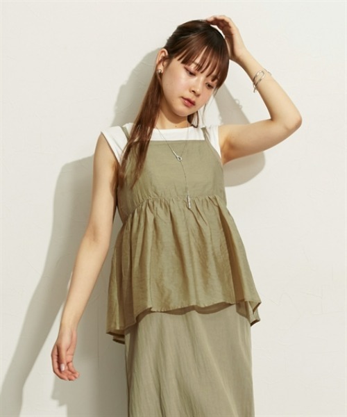 nissen（ニッセン）の「シアーキャミ＋キャミワンピース（ワンピース・レディース・モカ/グレー/ブラック・M/LL/L）」の4枚目の写真