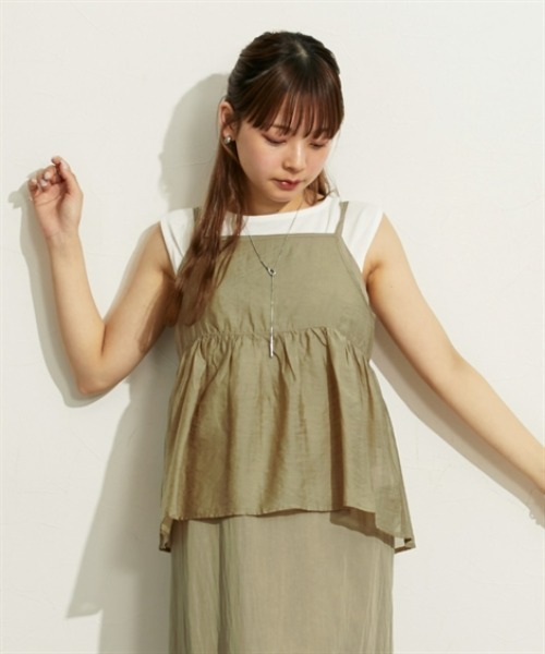 nissen（ニッセン）の「シアーキャミ＋キャミワンピース（ワンピース・レディース・モカ/グレー/ブラック・M/LL/L）」の7枚目の写真