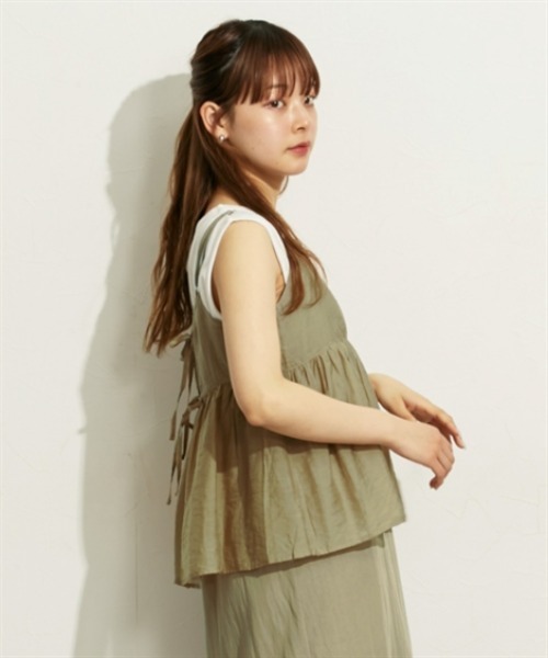nissen（ニッセン）の「シアーキャミ＋キャミワンピース（ワンピース・レディース・モカ/グレー/ブラック・M/LL/L）」の8枚目の写真