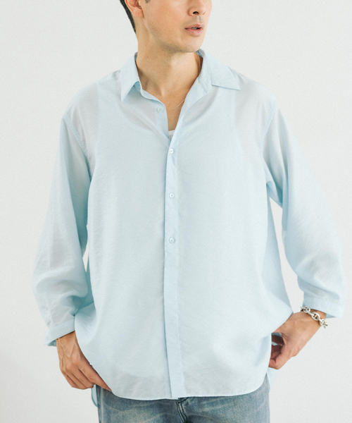 EDIFICE（エディフィス）の「シアー バンブー 8分袖 レギュラーシャツ（シャツ/ブラウス・メンズ・ブラック/サックスブルー/チャコールグレー/オレンジ系その他・SMALL/MEDIUM/LARGE）」の3枚目の写真