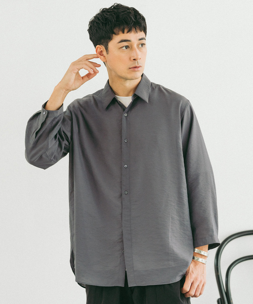 EDIFICE（エディフィス）の「シアー バンブー 8分袖 レギュラーシャツ（シャツ/ブラウス・メンズ・ブラック/サックスブルー/チャコールグレー/オレンジ系その他・SMALL/MEDIUM/LARGE）」の2枚目の写真