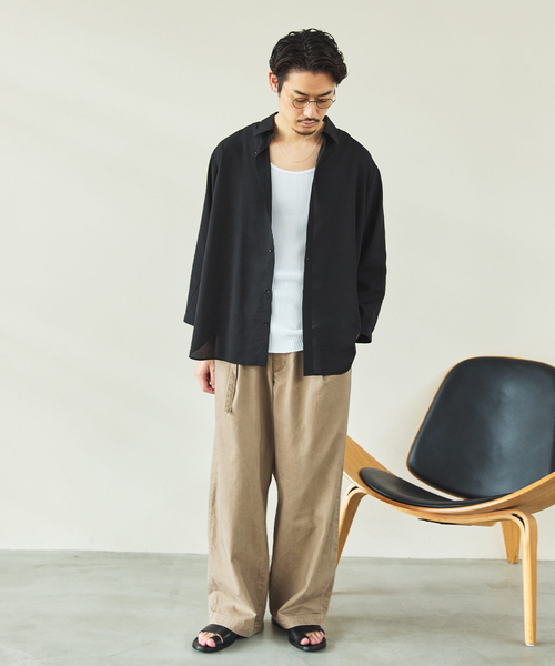 EDIFICE（エディフィス）の「シアー バンブー 8分袖 レギュラーシャツ（シャツ/ブラウス・メンズ・ブラック/サックスブルー/チャコールグレー/オレンジ系その他・SMALL/MEDIUM/LARGE）」の6枚目の写真