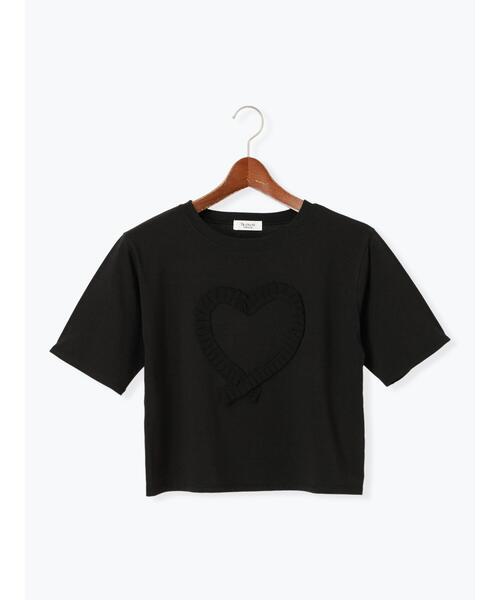 Te chichi TERRASSE(テチチテラス)の「ハートフリル刺繍Tシャツ(Tシャツ/カットソー・レディース・ブラック/オフホワイト/グレー・F)」の1枚目の写真