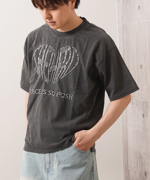 1111clothing(ワンフォークロージング)の「ハート刺繍 ピグメントTシャツ / Heart Embroidery Pigment T-shirt(Tシャツ/カットソー・メンズ・オフホワイト/ブラック/ネイビー・M/L)」の2枚目の写真